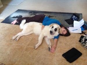 Ushi and I lying on the floor